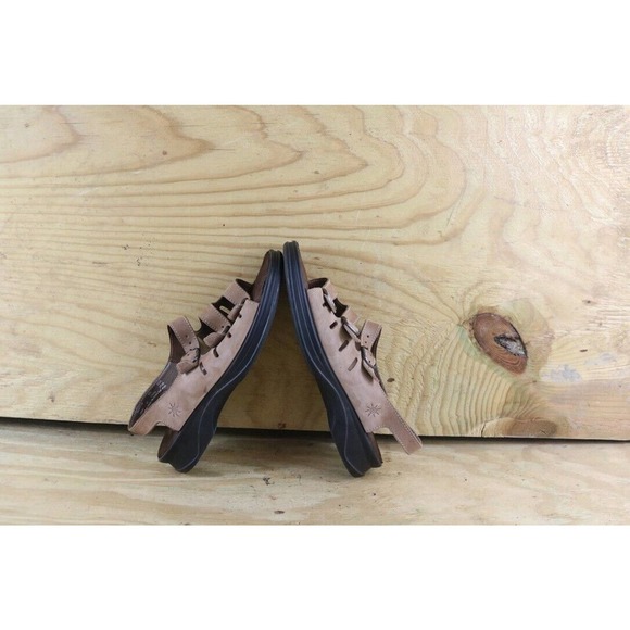 Clark Womens Shoes 8M Springers Brown Leather Sandals Slip on 3 Buckle Slingback - Picture 5 of 6